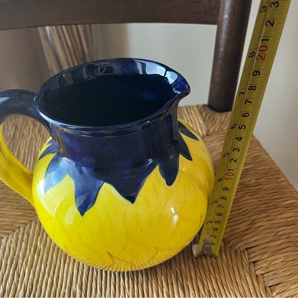 Cynthia Cupples Pottery Signed Rare Vintage Jug Blue and Yellow pitcher CANADA - Picture 5 of 9